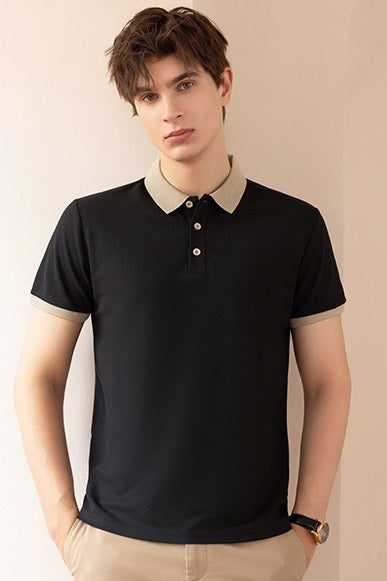 Collar Combination Polo Men T Shirt Short Sleeved Solid Color Breathable And Comfortable
