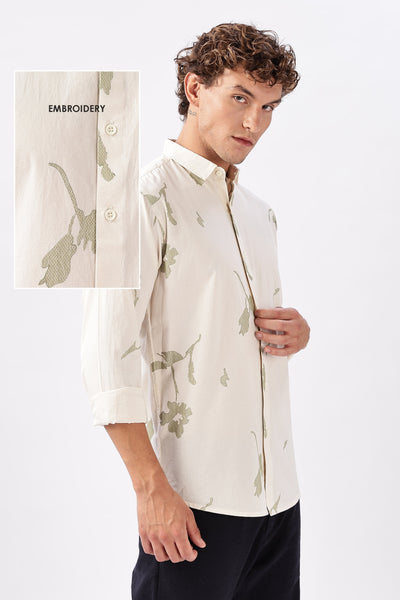 'Whispers in Sage' Embroidered Shirt