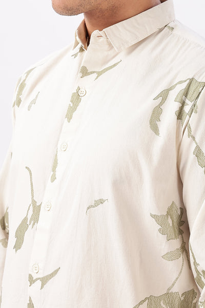 'Whispers in Sage' Embroidered Shirt