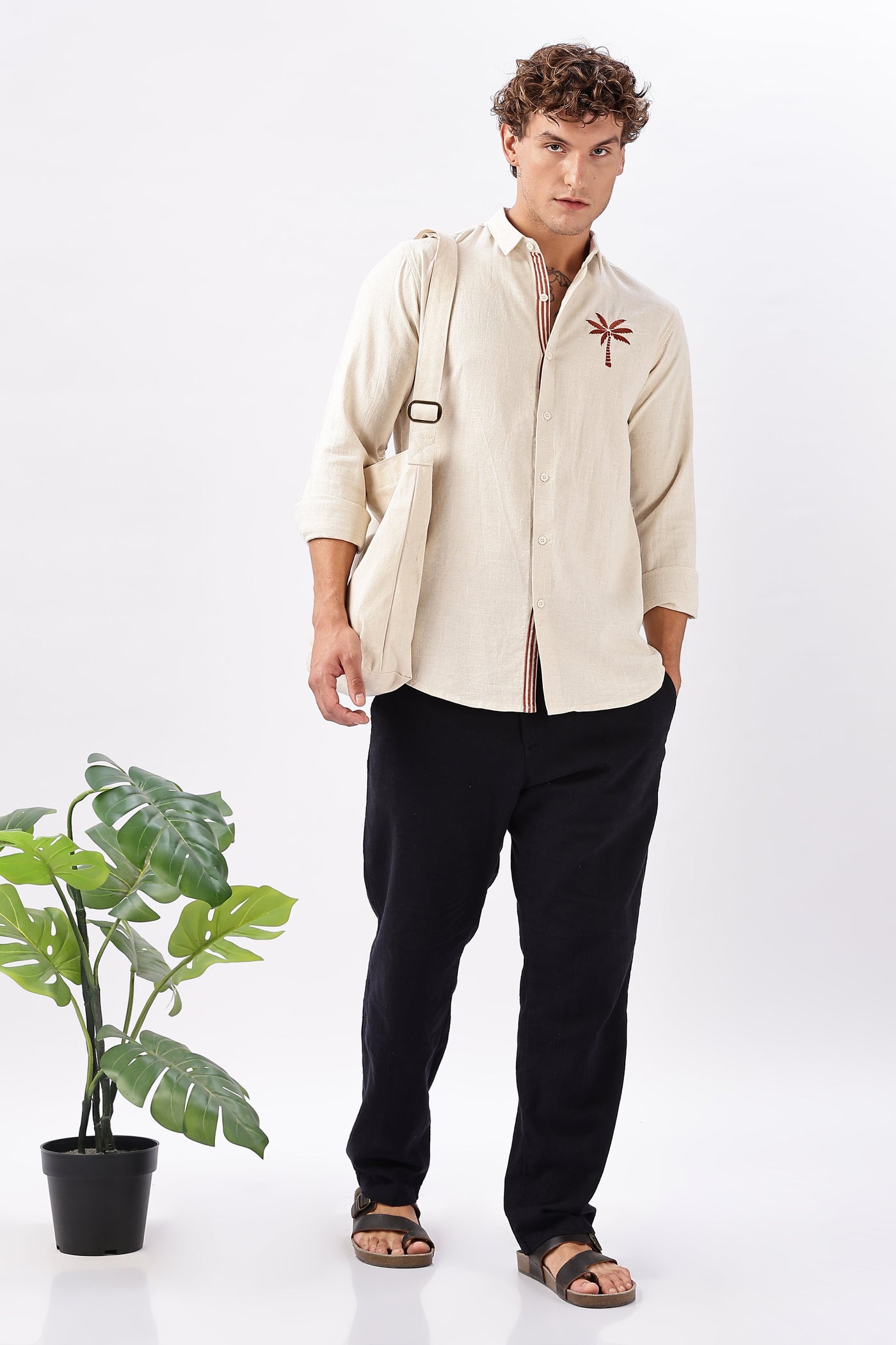 Caribbean Coast Beige Embroidered Shirt