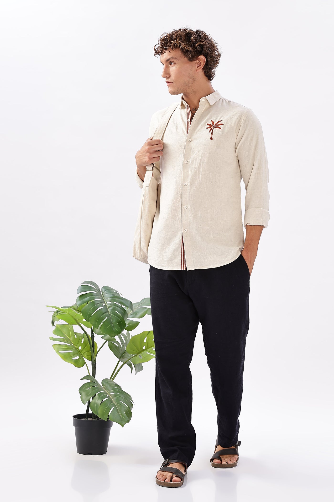 Caribbean Coast Beige Embroidered Shirt