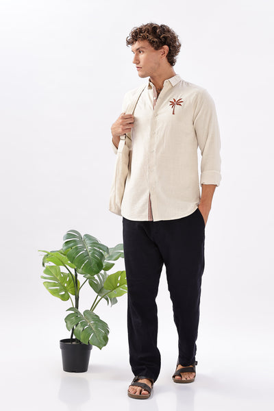 Caribbean Coast Beige Embroidered Shirt