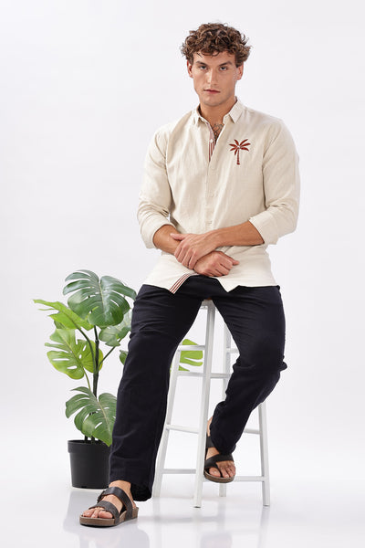 Caribbean Coast Beige Embroidered Shirt