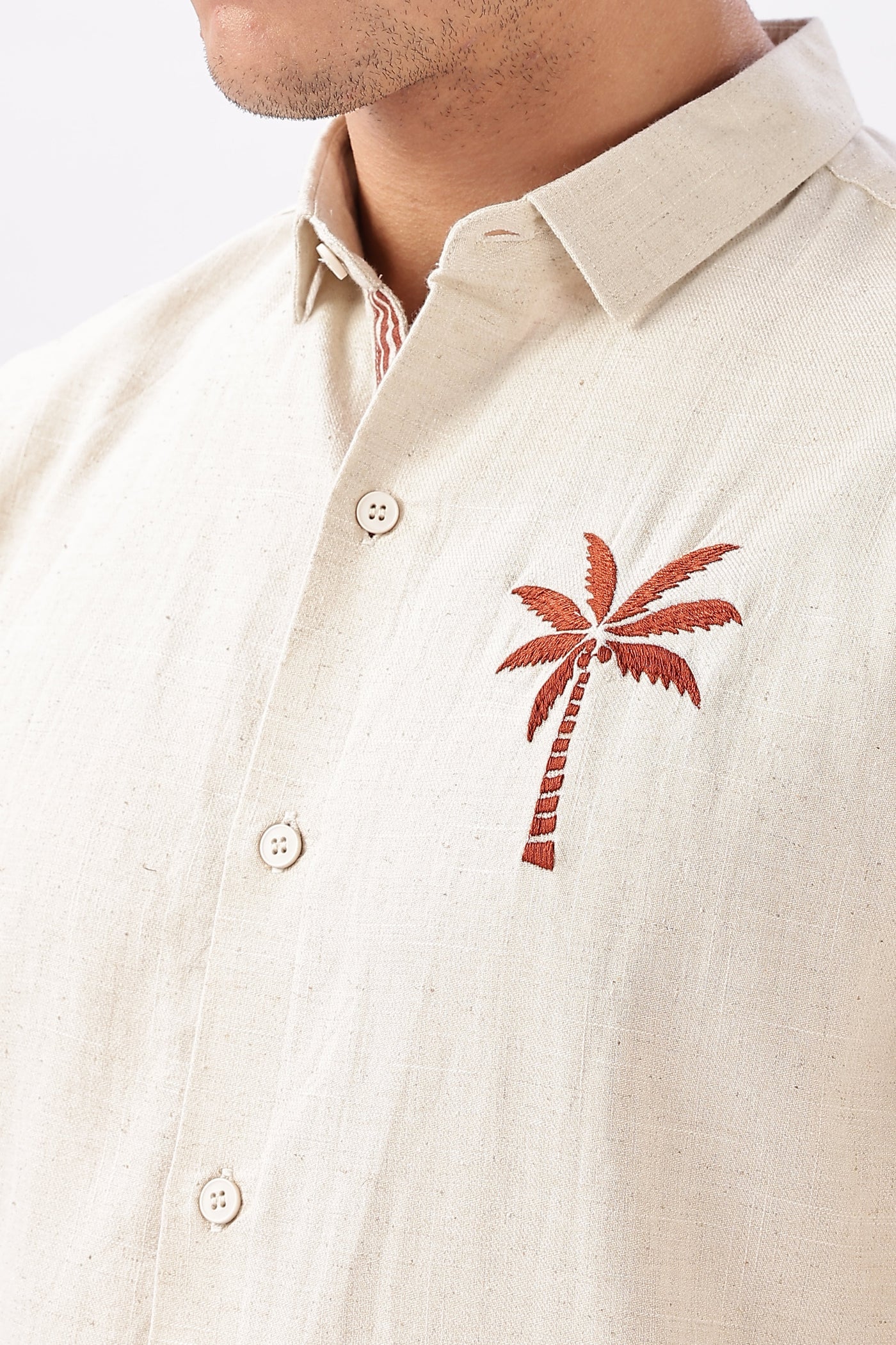 Caribbean Coast Beige Embroidered Shirt