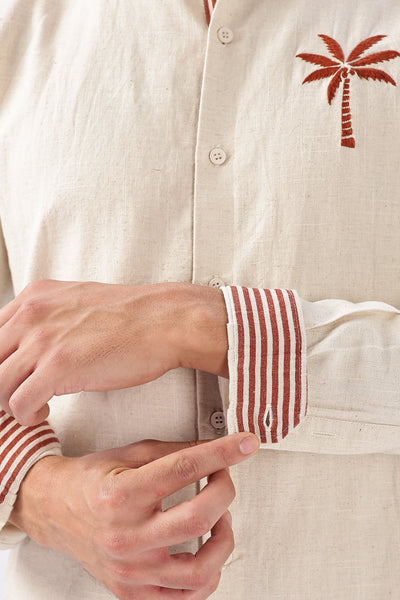 Caribbean Coast Beige Embroidered Shirt