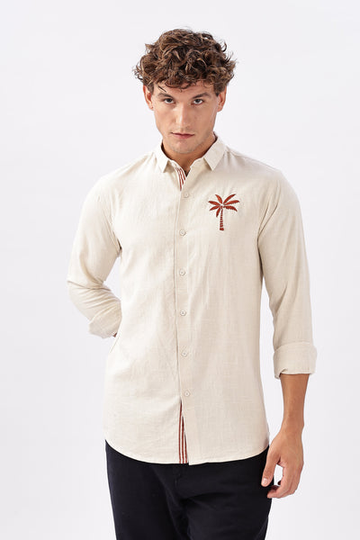Caribbean Coast Beige Embroidered Shirt