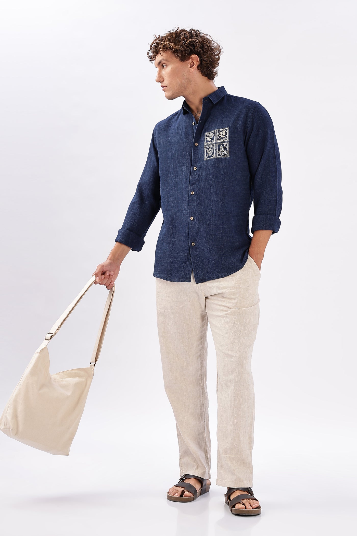 Postcards from Nowhere Denim Shirt Stamp Embroidery