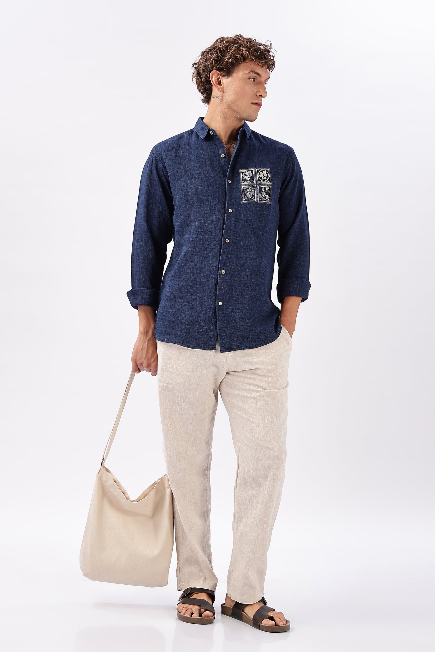 Postcards from Nowhere Denim Shirt Stamp Embroidery