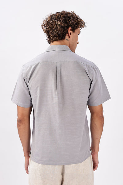 Skyline of Lisboa Cuban Collar Embroidery Shirt