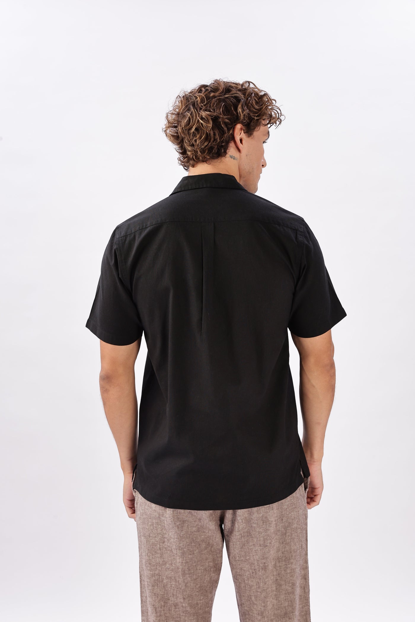 Lugo Black Embroidered Cuban Collar Shirt