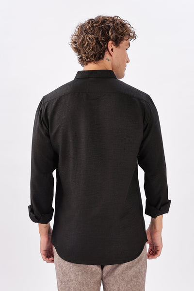 After Dark in Singapore Embroidered Black Shirt