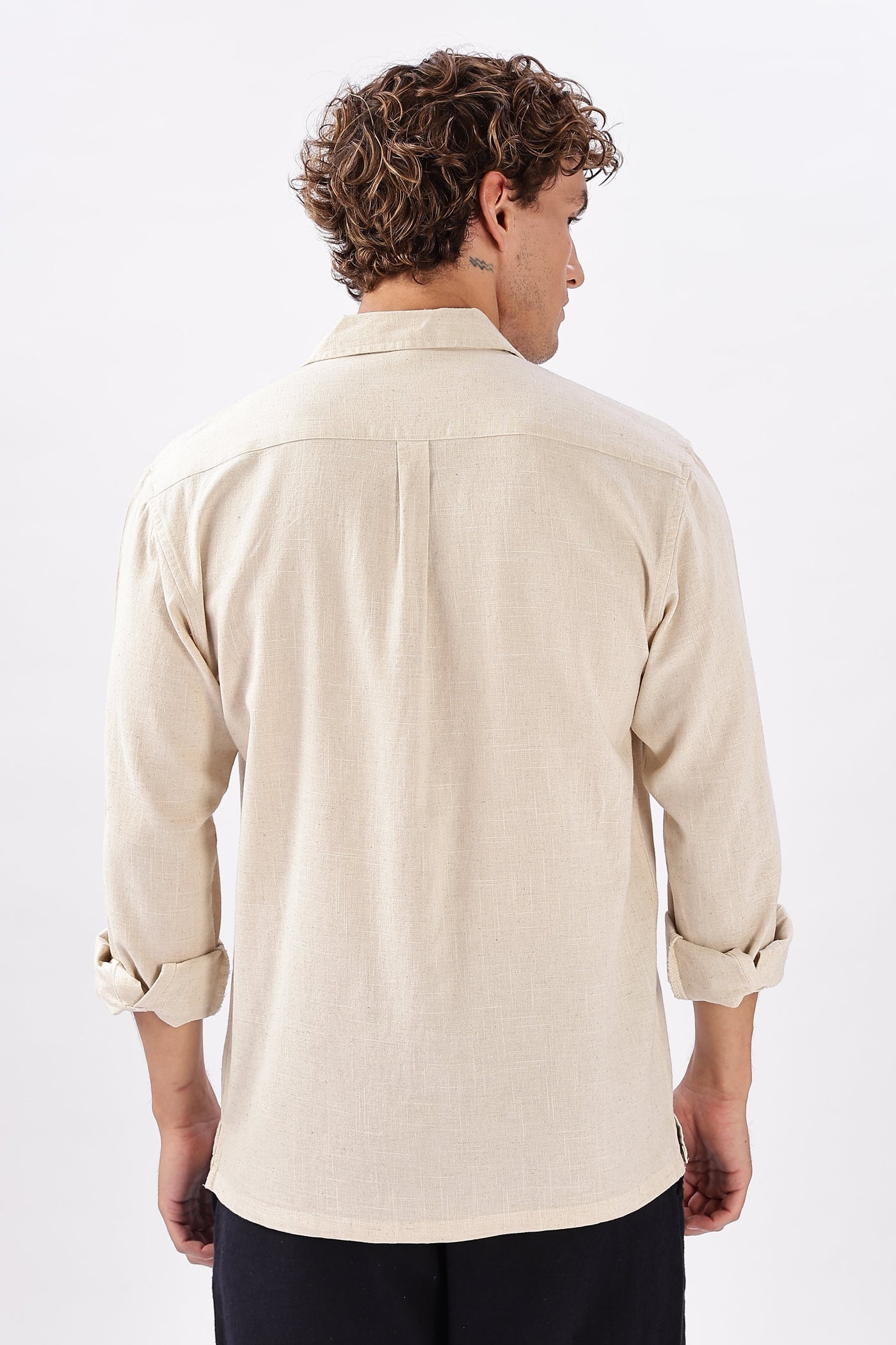 Costa Biege Sahara Box Fit Embroidery Shirt