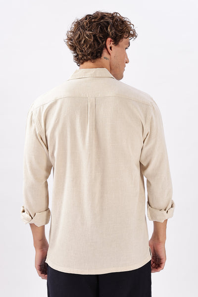 Costa Biege Sahara Box Fit Embroidery Shirt