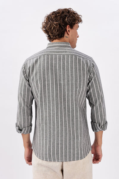 Cin-Cin Nights Embroidered Grey Stripe Shirt