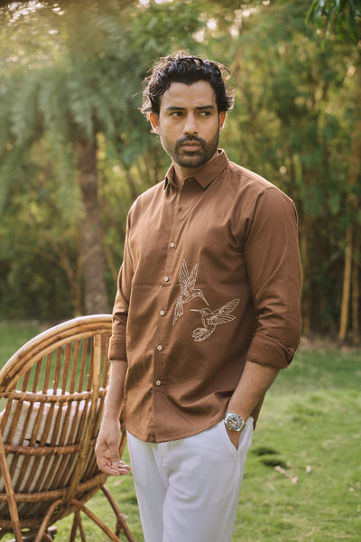 Humming bird Haven Embroidery Shirt