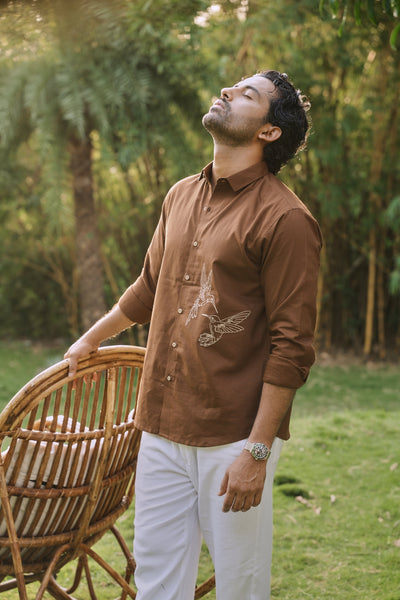 Humming bird Haven Embroidery Shirt