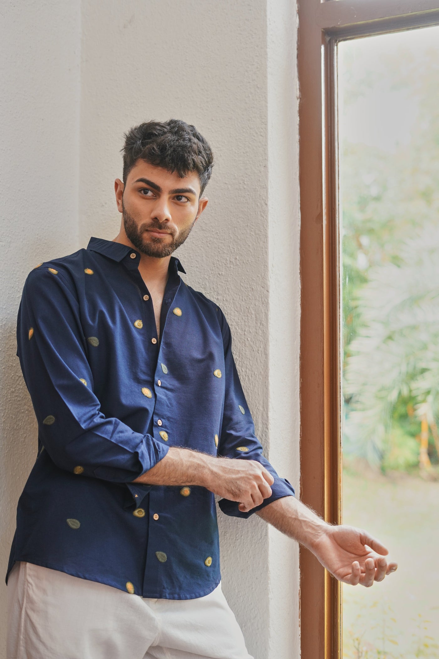 The Avocado Edit- Navy Embroidered Shirt
