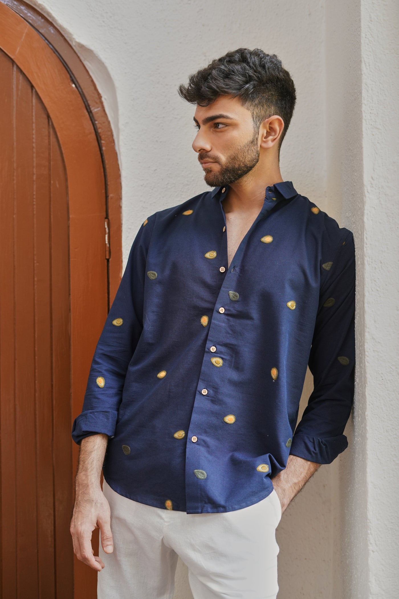 The Avocado Edit- Navy Embroidered Shirt