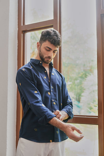 The Avocado Edit- Navy Embroidered Shirt
