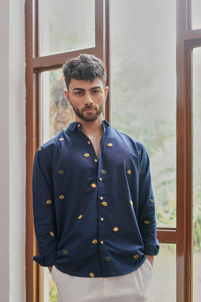 The Avocado Edit- Navy Embroidered Shirt