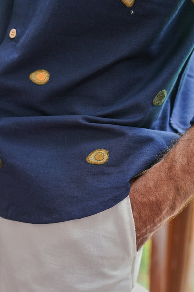 The Avocado Edit- Navy Embroidered Shirt