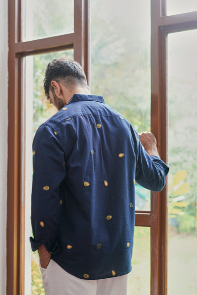 The Avocado Edit- Navy Embroidered Shirt